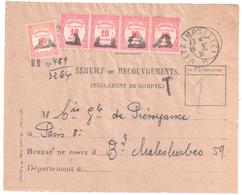 METZ (MOSELLE) R Ob 18 6 1931 Devant Enveloppe Valeurs Recouvrées Formule 1494 Taxe 56 58 Préoblitérés Triangle évidé - 1859-1959 Mint/hinged