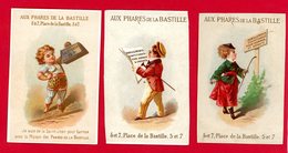 Aux Phares De La Bastille, Lot De 3 Jolies Chromos, Personnages, Lith. Hamelin - Sonstige & Ohne Zuordnung