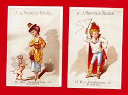 A La Nouvelle Héloïse, Lot De 2 Jolies Chromos, Personnages, Dame Avec Chien, Homme Avec Cravache - Sonstige & Ohne Zuordnung