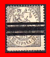 ESPAÑA SELLO AÑO 1874 --  ALEGORIA DE LA JUSTICIA BARRADO - Used Stamps