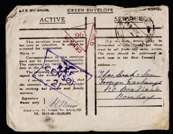 A5980) UK India Fieldpost Airforce Cover 06/02/44 To Bombay With 2 Censorship - 1936-47 Koning George VI