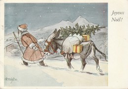 Joyeux Noel : Père Noel Tirant Son Mulet Chargé ( C.p. M. ) - Grand Format - - Santa Claus