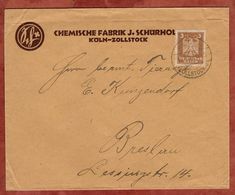 Vordruckbrief, Chemische Fabrik Schuerholz, EF Adler Perfin Firmenlochung JS, Koeln-Zollstock Nach Breslau 1926 (71022) - Storia Postale