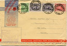 AUSTRALIE LETTRE PAR AVIO...FIRST ALL AUSTRALIAN AIR MAIL SERVICE 1931.... DEPART MELBOURNE 6 PISN031 POUR LES PAYS-BAS - Storia Postale