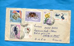 MARCOPHILIE-ROUMANIE-lettre  -Cad 1967-pour Françe-6 Stamps-space -J Glenn+flower -foot*oiseaux - Poststempel (Marcophilie)