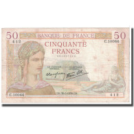 France, 50 Francs, 1939, 1939-03-30, TB, Fayette:18.24, KM:85b - 50 F 1934-1940 ''Cérès''