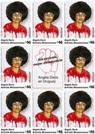 1663 -URUGUAY-2019-  1 SELLO-Angela Davis-Personajes Afrodescendientes.TT: Lentes - Uruguay
