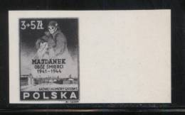 POLAND 1946 MAJDANEK BLACK PRINT IN MEMORY OF HOLOCAUST VICTIMS IN WW2 NAZI GERMANY DEATH CAMP MNH Judaica Jews - Proofs & Reprints