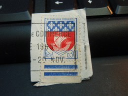 Timbre Blason PARIS   Oblitéré  0,30 1965 Collé Sur Reste D'enveloppe Avec Bande - Sonstige & Ohne Zuordnung