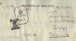 BIGLIETTO CAMPO PRIGIONIERI INDIA POW CAMP 26 YOL 1944 X PALERMO - Posta Militare (PM)