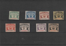 1906 - PALMIERS -DAhomey - SERIE COMPLETE YVERT TAXE N° 1/ 8 * - CHARNIERE 1 Oblitere  - COTE = 130 EUR - 1906-08 Palmiers – Faidherbe – Ballay