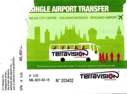 BIGLIETTO Utilizzato     SINGLE  AIRPORT  TRANFER   -  MILANO  >  ORIO AL SERIO   -    Anno 2018. - Europe