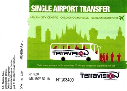 BIGLIETTO Utilizzato     SINGLE  AIRPORT  TRANFER   -  MILANO  >  ORIO AL SERIO   -    Anno 2018. - Europe