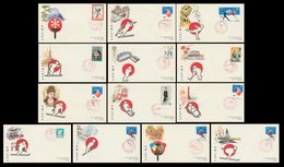 1972 Sapporo Winter Olympic Games X 13 Illustrator Covers, Olympics Special Cachet - Winter 1972: Sapporo