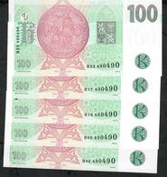 CZECH REPUBLIC RARE MATCHED REPEATED X 5 PCS P18 100 KCS 1997 ALL #490490 (H02/H09/H16/H17/H23)   UNC. - Tschechien