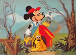 Walt Disney - MICKEY Peint La Niche à PLUTO - Carte En Relief - Autres & Non Classés