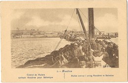 MOUDROS (Grèce) Guerre 1914-18 Bateau De Mulets Partant Pour Salonique - Griekenland