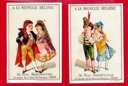 A La Nouvelle Héloïse, Joli Lot De 2 Chromos, Lith. Mertens, La Timbale Et Le Barbier De Séville - Sonstige & Ohne Zuordnung