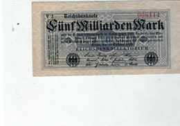 Billet De 5 Milliards Mark, - ND ( Octobre 1923) En T T B - Uni Face - - 5 Miljard Mark