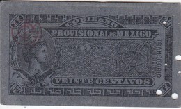 BILLETE DE MEXICO DE 20 CENTAVOS DEL AÑO 1914 TRANSITORIO (BANKNOTE) - Mexiko