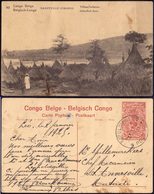 CONGO BELGE - :ENTIER POSTAL -- BANZYVILLE (UBANGI) VILLAGE INDIGENE - PALME - 1929 - Interi Postali