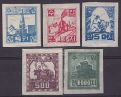 NORTH KOREA RUSSIA 1950 Early Revenues 5w To 1000w, Rouletted Or Imperf. Chinese Intervention Korean War - Siberia And Far East