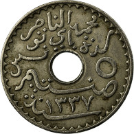 Monnaie, Tunisie, Muhammad Al-Nasir Bey, 5 Centimes, 1918, Paris, TTB+ - Tunisia