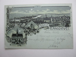 OCHSENFURT , Mondschein Litho, Schöne Karte Um 1899 - Ochsenfurt