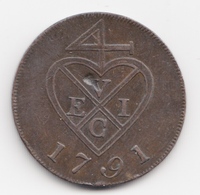 @Y@    British India   East India Compagnie   1 1/2 Pice  = 6 Reas  1791  Rare Coin  Bombay   (4595) - India