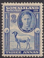 Somaliland 1942 KGV1 3 Annas Bright Blue MM SG 108 ( R1045 ) - Somalilandia (Protectorado ...-1959)