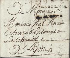 46 Lozère Marque Postale Maruejols X2 1 Brouillée Pour Lyon Taxe Manuscrite 9 Je Pense  23 Février 1785 - 1701-1800: Precursors XVIII