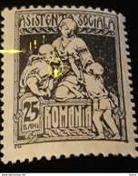 Error Romania 1921, Social Assistance, 25 Bani With Error 2 Circle , MnhQurrn Marie, Revenue Stamps Romania 1921 - Errors, Freaks & Oddities (EFO)