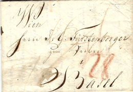 1815- Letter From Wien To Basel - Red Taxe 28 - ...-1850 Voorfilatelie
