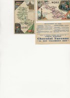 2 IMAGES CHOCOLAT TURENNE- CARTE NORD ET LOIRE AVEC THEME MINES. - Autres & Non Classés