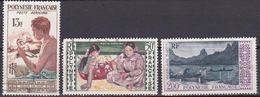 Polynésie Poste Aérienne Graveur Sur Nacre Tahitienne Gauguin Peche La Nuit N°1-2-4 Oblitéré - Used Stamps