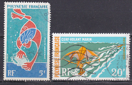 Polynésie Poste Aérienne Huitre Perlière Sports Nautique Cerf-volant Marin N°35-50 Oblitéré - Usados