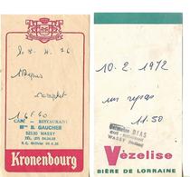 2 Facturettes / 52 WASSY / Café Restaurant / GAUCHER Pub Bière KRONENBOURG / DIAS Pub Bière VEZELISE - Invoices