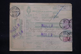 ITALIE - Colis Postal De Como Pour Paris Via Modane En 1925 , Affranchissement Plaisant - L 25734 - Postpaketten