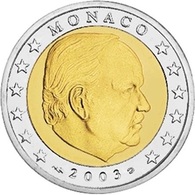 Monaco, 2003, 2 Euro, Rainier Prince Montecarlo, BiMetallic, UNC, Rare Low Mintage - Mónaco