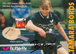 Table Tennis Ping Pong Tamara Boros Croatia Butterfly Advertising Postcard W Signature - Tischtennis