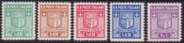 380 ** Campione 1944 – Stemma Del Comune Dent. 11 ½ N. 1a/5a Cert. Biondi. Cat. € 2000,00. SPL - Local And Autonomous Issues