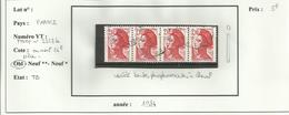 France Bande De 4  N° Maury  2328b (bandes Phospho à Cheval) - Used Stamps