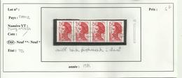 France Bande De 4  N° Maury  2328b (bandes Phospho à Cheval) - Used Stamps