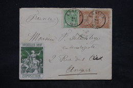 BELGIQUE - Enveloppe De Esneux Pour La France En 1896 , Vignette De L 'Exposition De Bruxelles - L 25769 - Otros