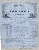 1 Faktuur  Abdon Harduin Busigny Houblons Hop à Chantreuil Brasseur à Le Cateau  C1873 Factuee Département NoRD - Lebensmittel