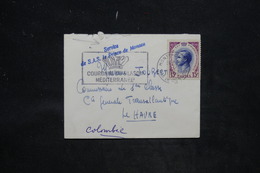 MONACO - Enveloppe Du Service Du Prince Pour Le Havre En 1957 - L 25791 - Storia Postale