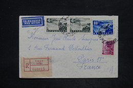 BULGARIE - Enveloppe En Recommandé De Sofia Pour Paris En 1952 , Affranchissement Plaisant - L 25853 - Brieven En Documenten