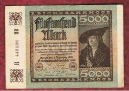 ALEMANIA - GERMANY - 5000 Mark 1922 EBC  P-81 - Bestuur Voor Schulden