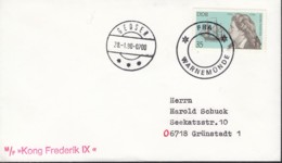 SCHIFFSPOST  MF "Kong Frederik IX." Fra Warnemünde, Gedser 28.1.1980 - Marittimi