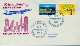 1970 , ISLANDIA , PRIMER VUELO LOFTLEIDA , REYKJAVIK - NEW YORK , KEFLAVIK AIRPORT - Cartas & Documentos